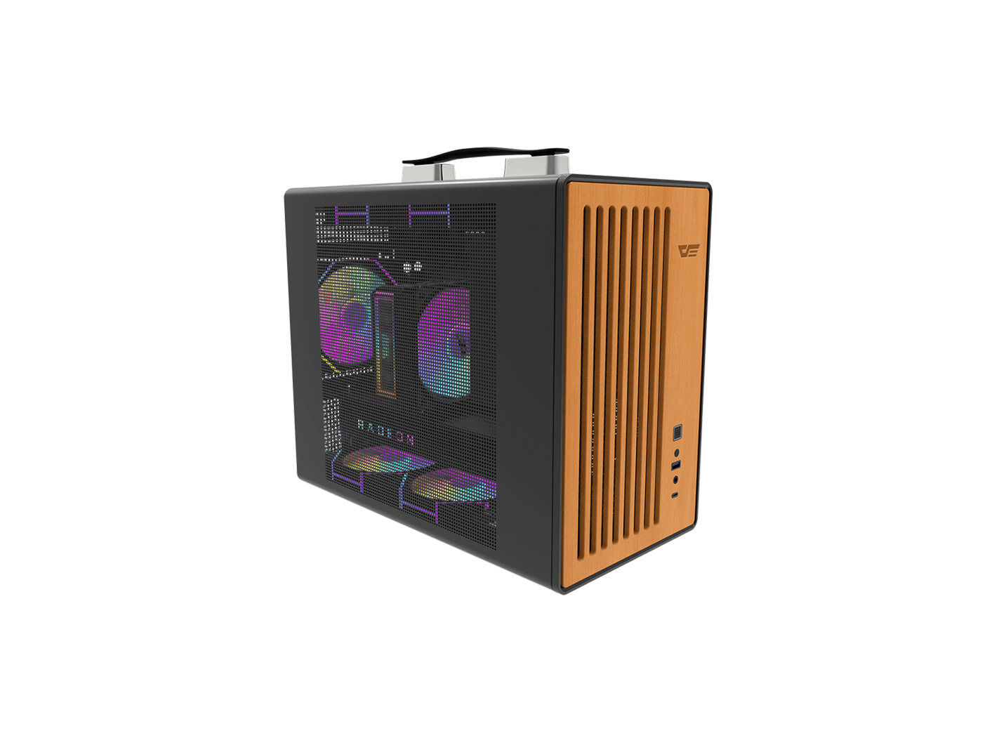 DARKFLASH WD200 M-ATX CASE WOOD EDITION W/ METAL MESH PANEL (BLACK)