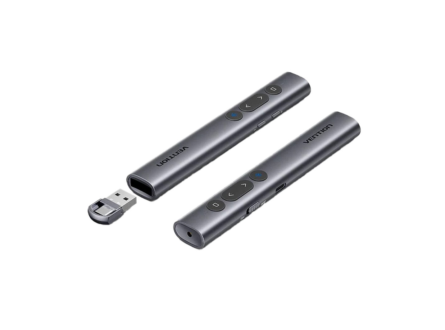 VENTION KQJHO WIRELESS POWERPOINT PRESENTATION CLICKER WITH GREEN LASER POINTER - GRAY