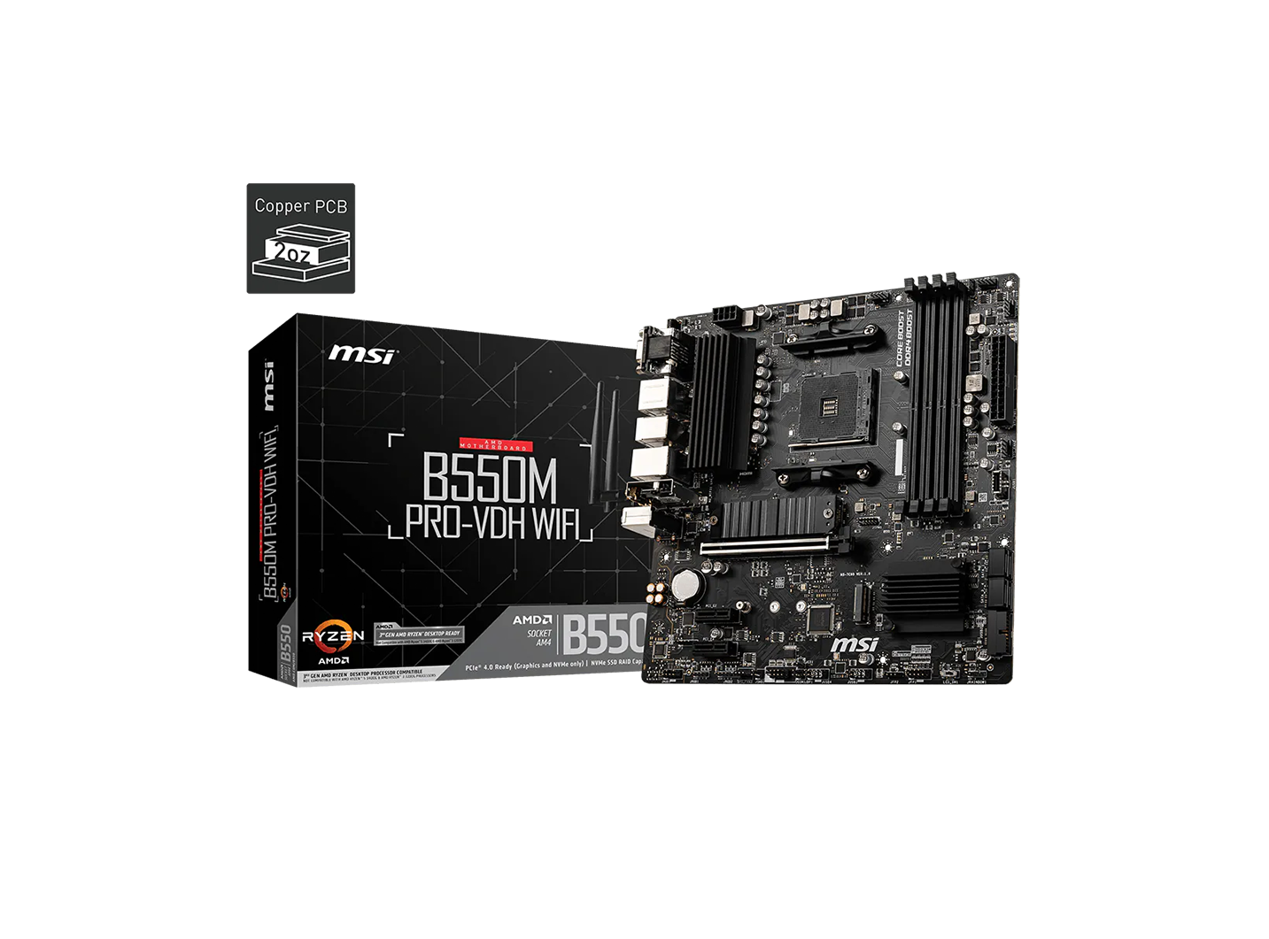 MSI B550M PRO-VDH WIFI 4DDR4 2XM.2 MOTHERBOARD (DB15, HDMI, DP) WIFI BT
