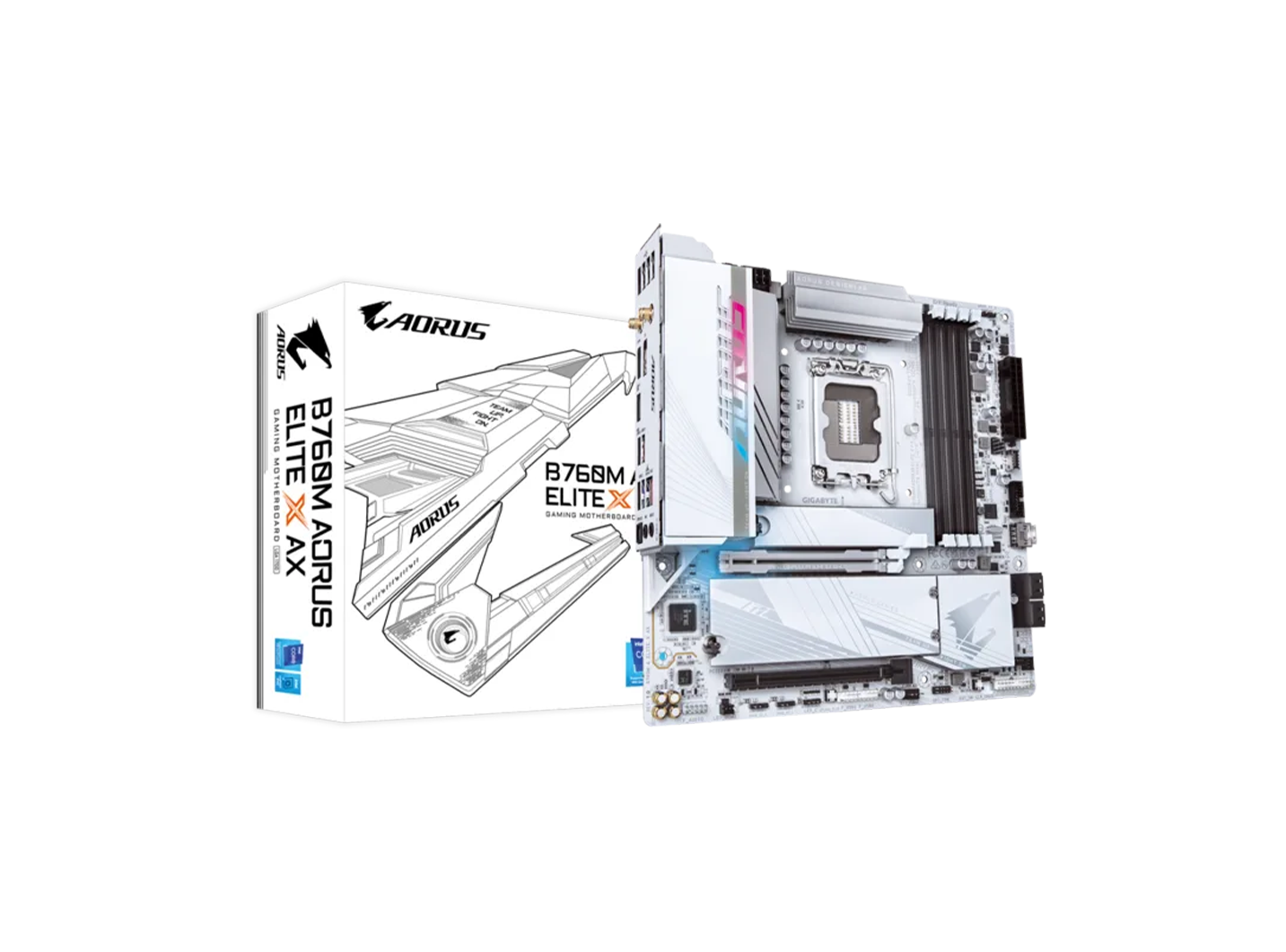 AORUS B760M ELITE X AX LGA 1700 DDR5 GAMING MOTHERBOARD WHITE