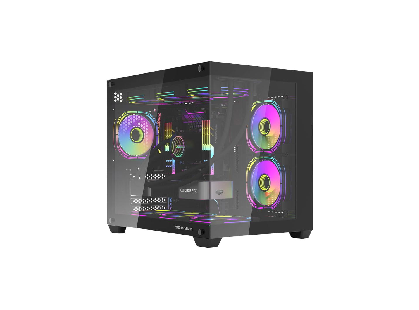 DARKFLASH C285MP V2 MICRO ATX CASE W/ TEMPERED GLASS PANORAMIC SIDE (BLACK)