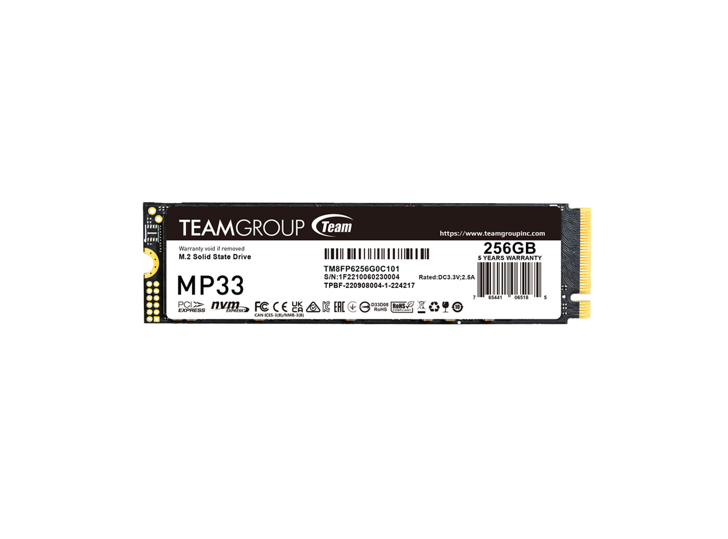 TEAM 256GB MP33 M.2 2280 NVME SSD (TM8FP6256G0C101)
