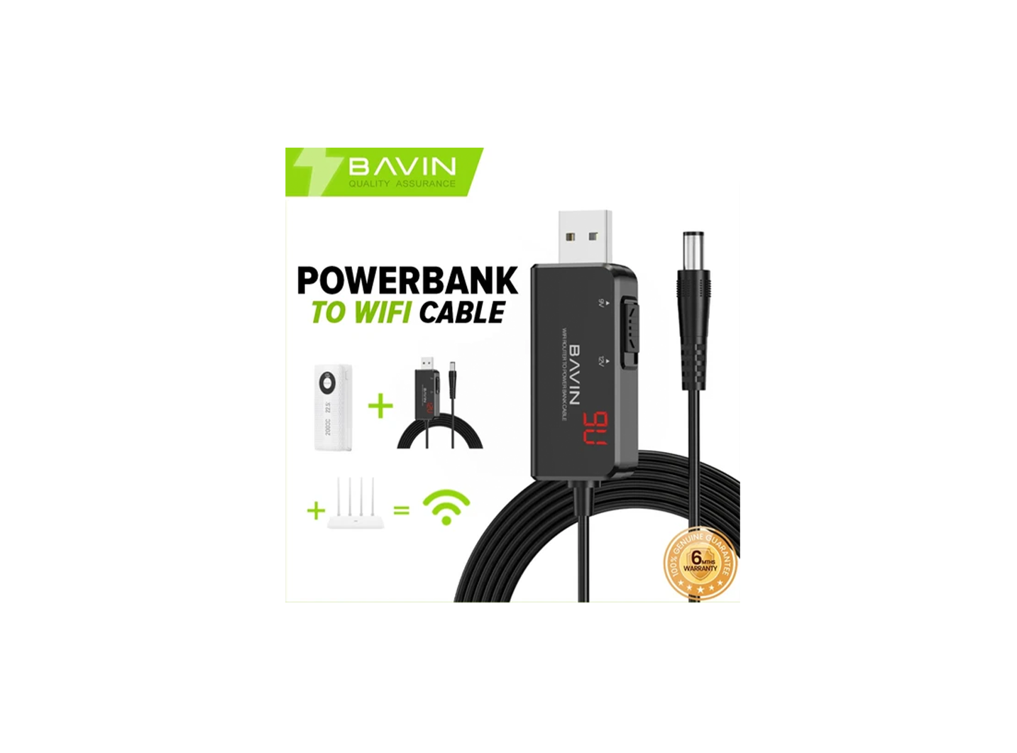 BAVIN Z-PC812-BK 9V TO 12V WIFI ROUTER TO POWER BANK CABLE
