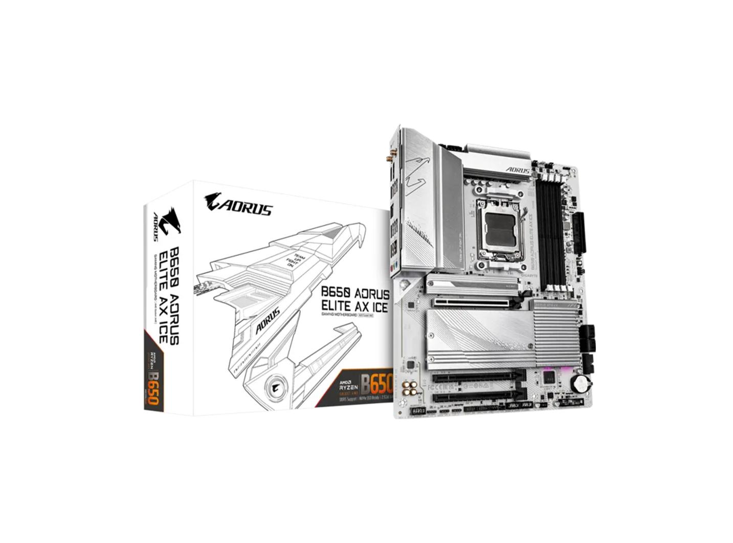 GIGABYTE B650 AORUS ELITE AX ICE 4DDR5 3XM.2 MOTHERBOARD (HDMI, DP) WIFI BT
