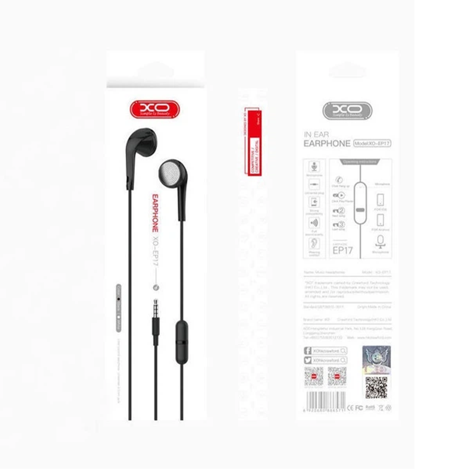 XO-EP17 EARPHONE BLACK