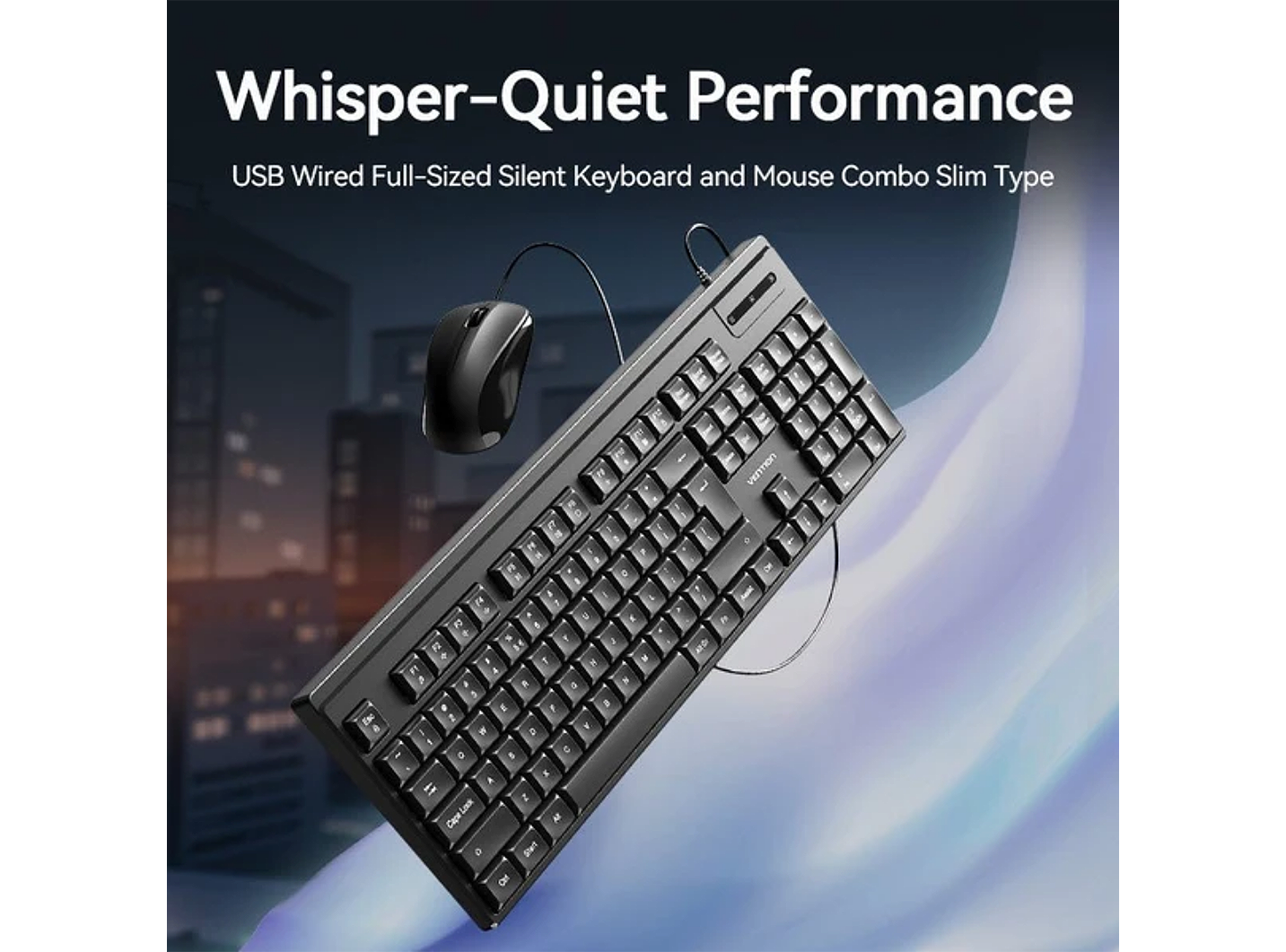 VENTION KTYBG-EN WIRED SILENT KEYBOARD AND MOUSE COMBO BLACK
