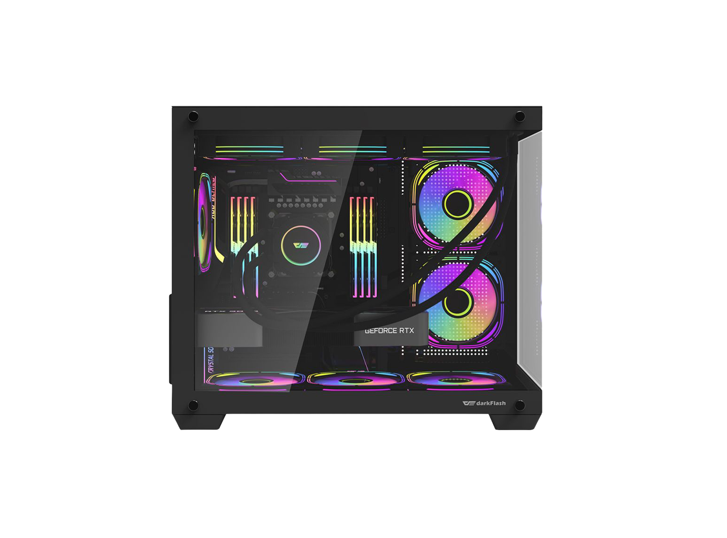 DARKFLASH C285MP V2 MICRO ATX CASE W/ TEMPERED GLASS PANORAMIC SIDE (BLACK)