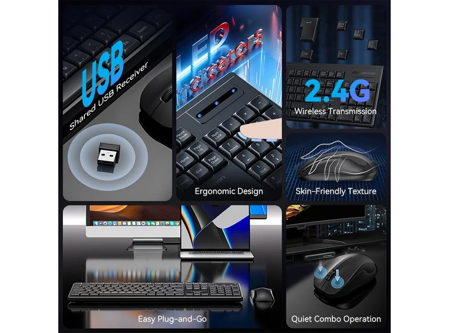 VENTION KTZB0-EN WIRELESS SILENT KEYBOARD AND MOUSE COMBO BLACK