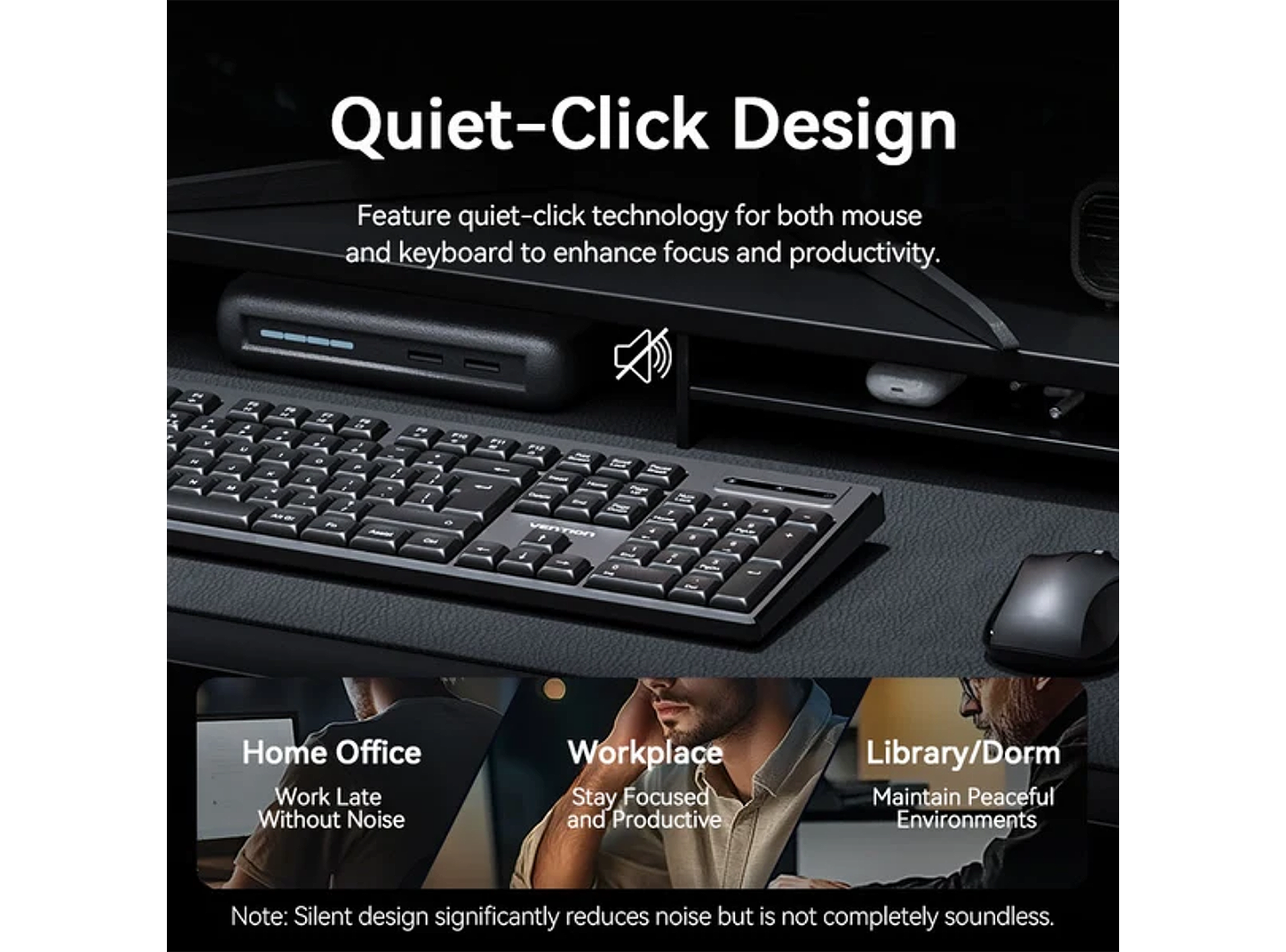 VENTION KTZB0-EN WIRELESS SILENT KEYBOARD AND MOUSE COMBO BLACK