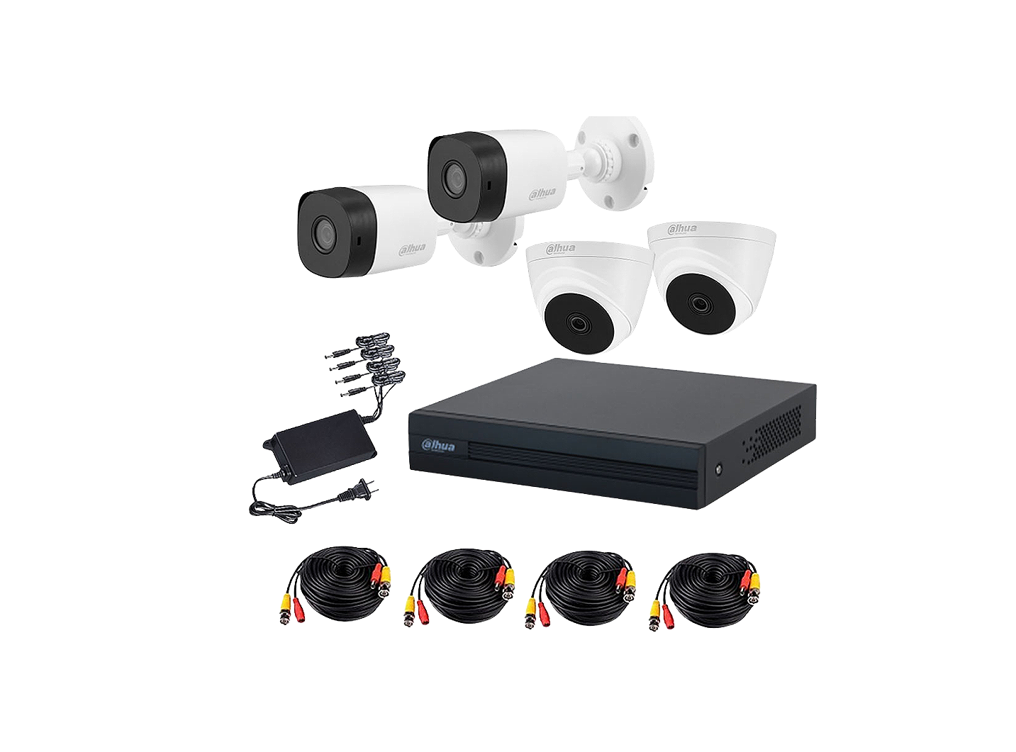 WIZSENSE 4CH KIT, 1 X AI XVR (XVR1B04-I), 2X2MP BULLET (B1A21N-0360B, 2X2MP TURRET (T1A21N-0360B)