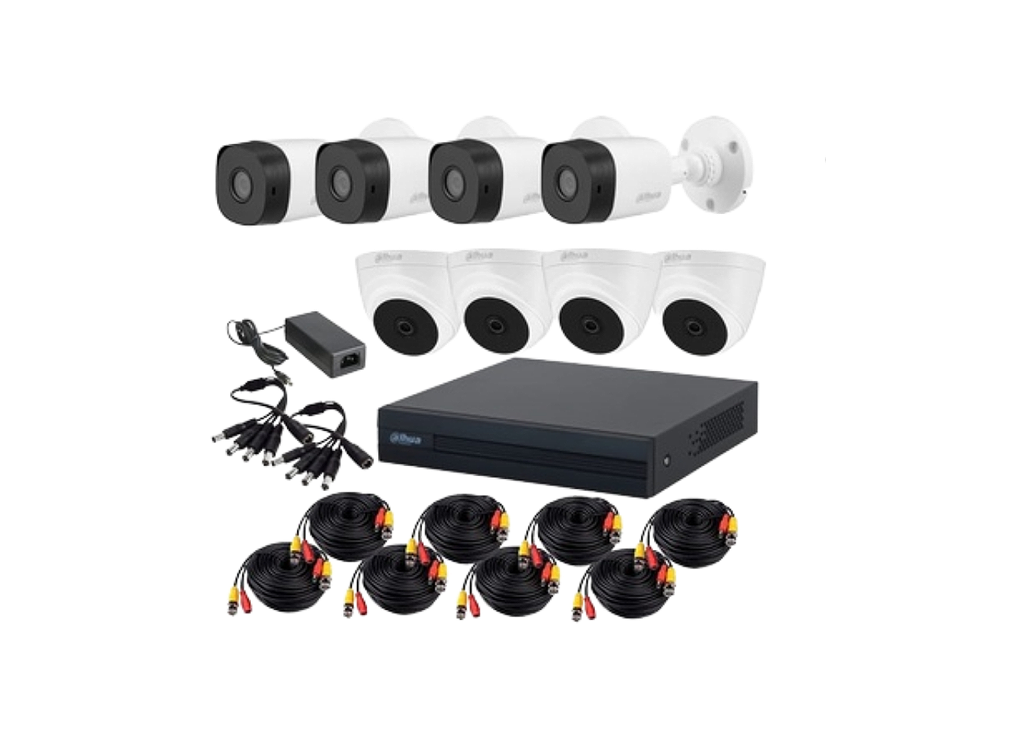 WIZSENSE 8CH KIT, 1 X AI XVR (XVR1B08-I), 4X2MP BULLET (B1A21N-0360B, 4X2MP TURRET (T1A21N-0360B)