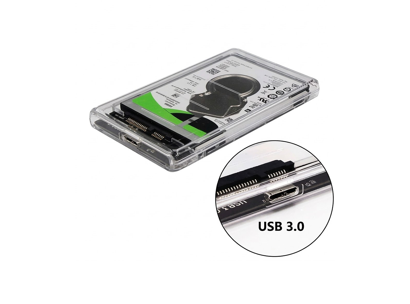 TRANSPARENT 2.5" HDD EXTERNAL ENCLOSURE USB 3.0